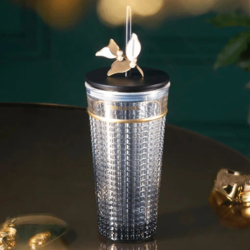 Starbucks China - Coffee Treasure 2023 - 10. Black Square Embossed Glass Cold Cup 600ml