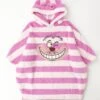 Japan Exclusive - Cheshire Cat Face Embroidery Boa Fleece Poncho Hoodie For Adults