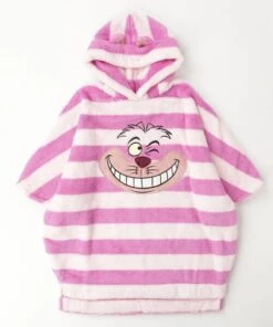 Japan Exclusive - Cheshire Cat Face Embroidery Boa Fleece Poncho Hoodie For Adults