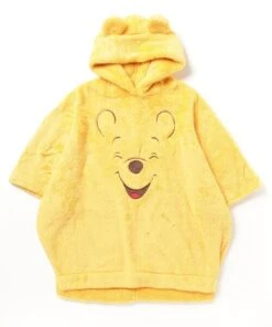 Japan Exclusive - Winnie The Pooh Face Embroidery Boa Fleece Poncho Hoodie For Adults