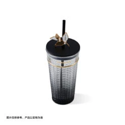 Starbucks China - Coffee Treasure 2023 - 10. Black Square Embossed Glass Cold Cup 600ml -Disney EFE2069F 4D85 45B1 B76F BD7533DB38FB