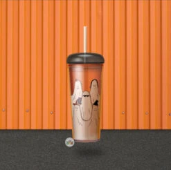 Starbucks Hong Kong - 2023 Halloween - 16oz Little Ghost And Bat Costume Gray Kitten Jelly Cup