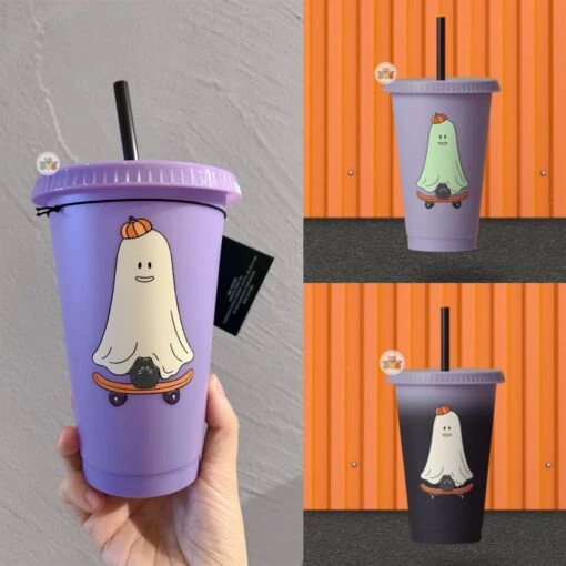 Starbucks Hong Kong - 2023 Halloween - 20oz Little Ghost Color Changing Reusable Freezer Cup (Glow-in-the-Dark)