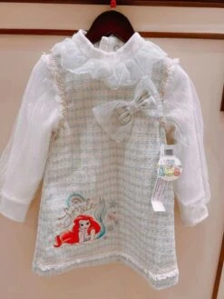 SHDL - The Little Mermaid Ariel Trendy Tweed Fashion Dress For Girls