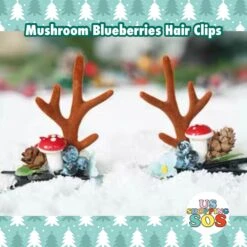 Christmas Delight - Mushroom Blueberries Reindeer Hair Clips