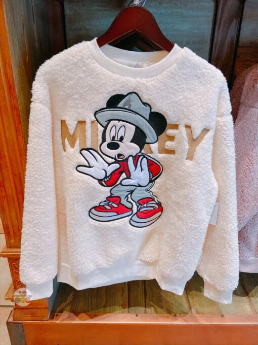 SHDL - Mickey Mouse Faux Sherpa Pullover Sweatshirt For Adults