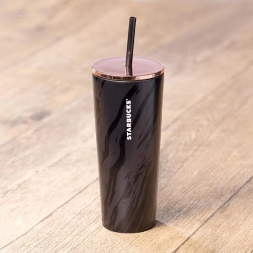Starbucks Hong Kong - Minimalist Marble - 16oz Black & Rose Gold Minimalist Marble Stainless Steel Cold Cup