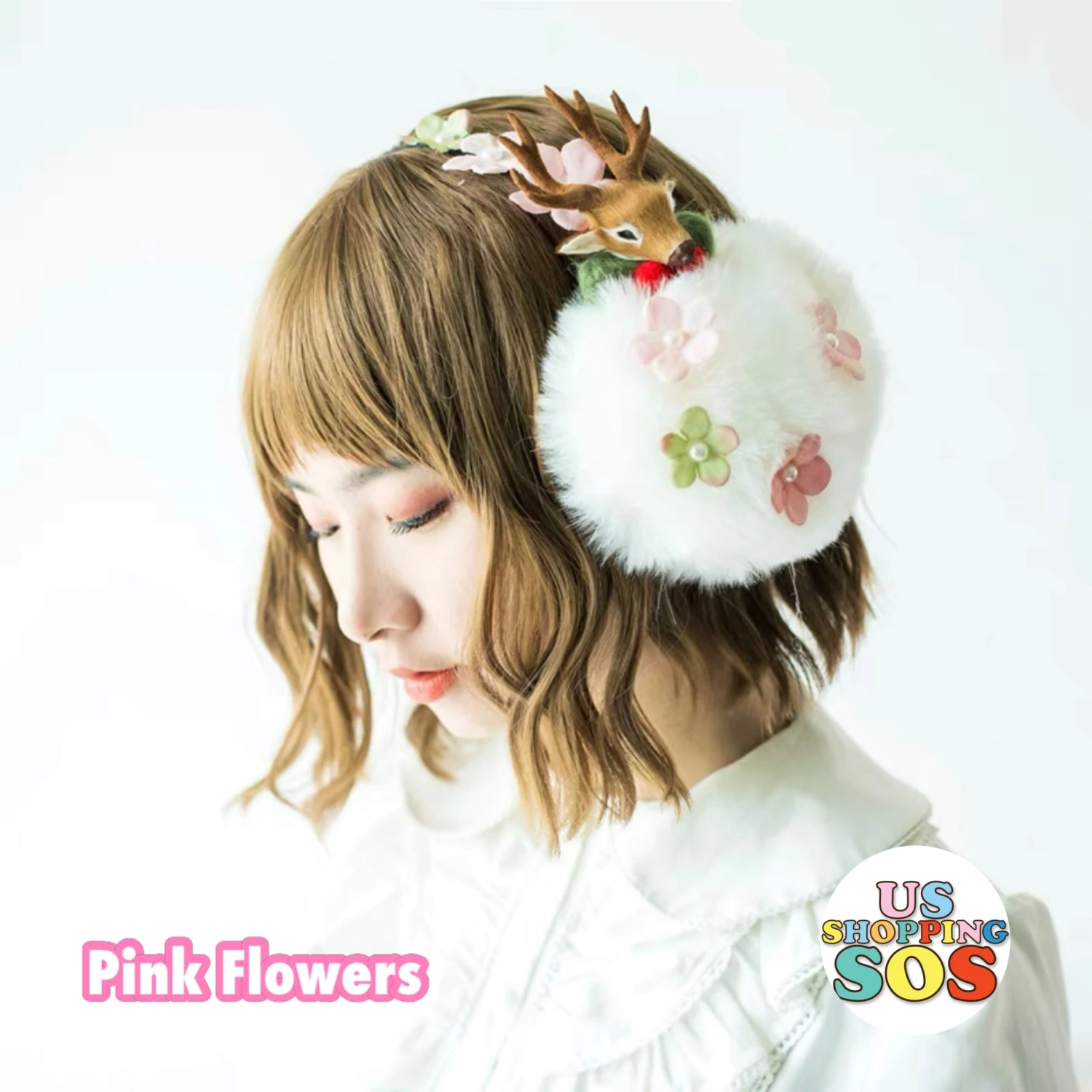 Christmas Delight - Deer Flowers Earmuffs 5 Christmas Delight - Deer Flowers Earmuffs - Image 3