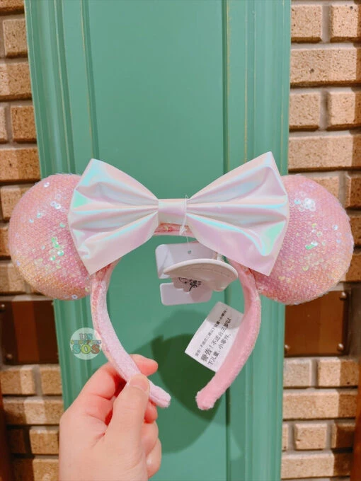 SHDL - Minnie Mouse White Color Bow Pink Sequin Ear Headband